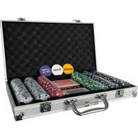 Oypla 300 Piece Poker Set Complete With Chips, Cards, Dice, & Casino Style Case in Silver