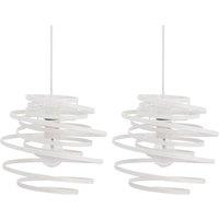 First Choice Lighting Set of 2 White Metal Swirl Easy Fit Light Shades