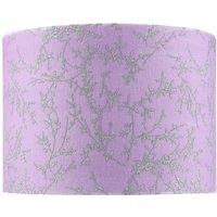 Happy Homewares Modern Soft Cotton Fabric Lamp Shade with Shiny Foil Floral Decoration in Lilac | Size: 10 inches