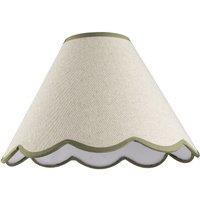 Happy Homewares Scallop Edge Natural Textured Linen Coolie Lamp Shade with Cotton Trims in Olive | Size: 12 inches