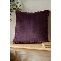 Catherine Lansfield 'Velvet & Faux Fur' 55x55cm Cushion in Plum | Size: 55 cm x 55 cm