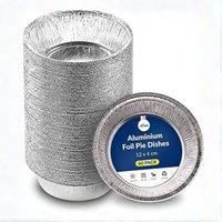 ebake Foil Pie Dishes - 12cm x 4cm Disposable Aluminium Pie Tins in Silver | Size: 100 Pieces