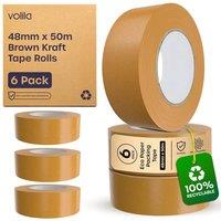 volila 6 Pack Brown Kraft 48mm x 50m Heavy Duty Packaging Tape