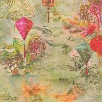 AS Creation Asian Fusion Lantern Wallpaper in Light Green