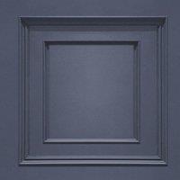 Belgravia Amara Wood Panel Vinyl Textured Wallpaper in Dark Blue