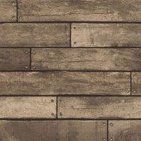 Fine Dcor Wood Planks Wallpaper in Brown