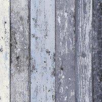 AS Creation Distressed Wood Panel Wallpaper in Blue