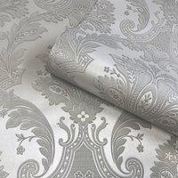 Belgravia Amara Damask Textured Wallpaper in Silver