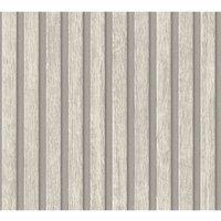 AS Creation Wood Slats Wallpaper in Mid Grey