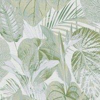 AS Creation Famous Garden Tropical Leaves Textured Wallpaper in Light Green