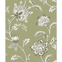 Fine Dcor Juliette Floral Textured Wallpaper in Green