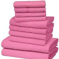 K Collection Egyptian Cotton Towel Set (Pack of 10) in Pink