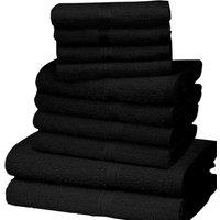 K Collection Egyptian Cotton Towel Set (Pack of 10) in Black
