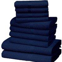 K Collection Egyptian Cotton Towel Set (Pack of 10) in Navy