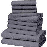 K Collection Egyptian Cotton Towel Set (Pack of 10) in Charcoal