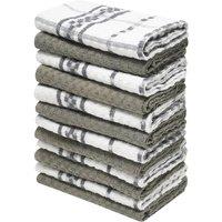 K Collection Checked Tea Towel Set (Pack of 12) in Grey