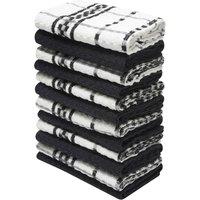 K Collection Checked Tea Towel Set (Pack of 12) in Black