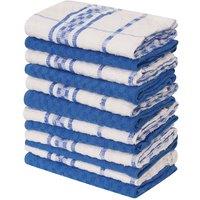 K Collection Checked Tea Towel Set (Pack of 12) in Blue