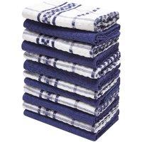 K Collection Checked Tea Towel Set (Pack of 12) in Navy