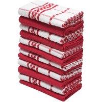 K Collection Checked Tea Towel Set (Pack of 12) in Red