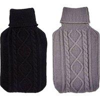 K Collection Cable Knit 2L Hot Water Bottle & Cover in Black