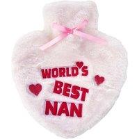 K Collection Worlds Best Nan Heart 1L Hot Water Bottle & Cover in White