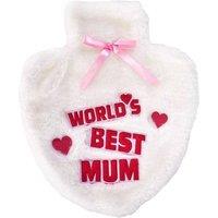 K Collection Worlds Best Mum 1L Hot Water Bottle Cover in White