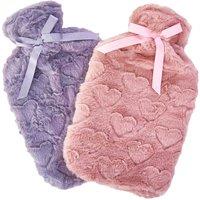 K Collection Hearts 2L Hot Water Bottle & Cover Pack of 2 in Pink