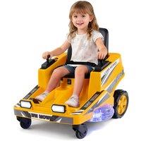 CASART Kids Ride on Lawn Mower 12V Electric Toy Car w/ LED Lights 2 Motors in Yellow