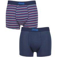 Jeep Men's 2 Pack Plain & Fine Striped Fitted Bamboo Trunks in Mid Navy | Size: XL