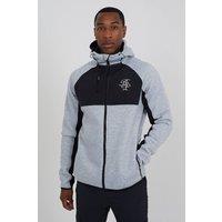 Brave Soul Men's Contrast Panel Zip Through Hoodie in Light Grey | Size: Large