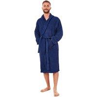 Keanu Men's Plain Cotton Dressing Gown in Navy | Size: Medium/Large