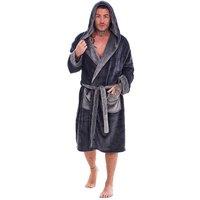 Keanu Men's Fleece Dressing Gown in Charcoal | Size: Large/XL