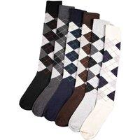 Soxy Men's Argyle Long Socks (Pack of 6) in Light Brown | Size: 6-11