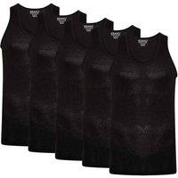 Keanu Men's Ribbed Cotton Blend Fitted Vest Top (Pack of 6) L in Black | Size: Large
