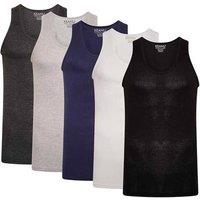 Keanu Men's Ribbed Cotton Blend Fitted Vest Top (Pack of 6) XXL in Navy | Size: 2XL