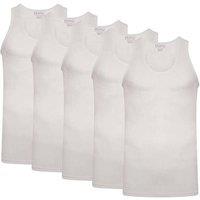 Keanu Men's Ribbed Cotton Blend Fitted Vest Top (Pack of 6) in White | Size: Large