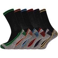 Soxy Men's Assorted Designs Bamboo Contrast Trim Socks (Pack of 6) in Black | Size: 6-11