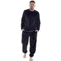 Keanu Men's Fleece Long Pyjama Set in Black | Size: Medium