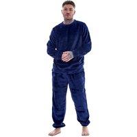 Keanu Men's Fleece Long Pyjama Set in Navy | Size: 2XL