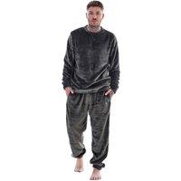 Keanu Men's Fleece Long Pyjama Set in Grey | Size: 2XL