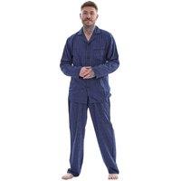Keanu Men's Stripe Brushed Long Pyjama Set in Blue | Size: Medium