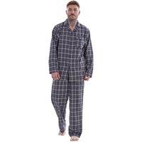 Keanu Men's Checked Brushed Long Pyjama Set in Grey | Size: 4XL