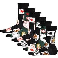 Soxy Men's Royal Flush Poker Cotton Socks (Pack of 6) in Black | Size: 6-11