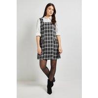 Dorothy Perkins Women's Black Check Pocket Detail Tie Back Pinafore Mini Dress | Size: 14