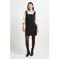 Dorothy Perkins Women's Petite Pocket Detail Tie Back Pinafore Mini Dress in Black | Size: 10