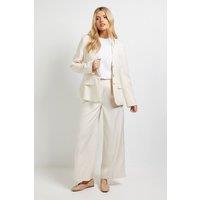 Dorothy Perkins Women's Wide Leg Full Length Pinstripe Trouser in Stone | Size: 18