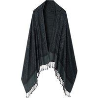 MODISHION Women's Elegant Jacquard Faux Cashmere Scarf Shawl in Dark Green