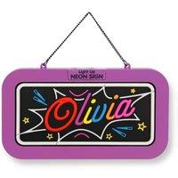 History & Heraldry Women's Light Up Neon Name Sign - Olivia in Purple