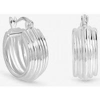 Inicio Women's Sterling Silver Plated Ridged Hoop Earrings